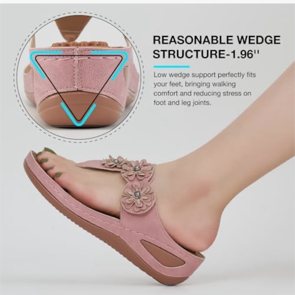 FUDYNMALC Womens Flip Flops Comfortable Orthopedic Platform Sandals - Picture 6 of 9